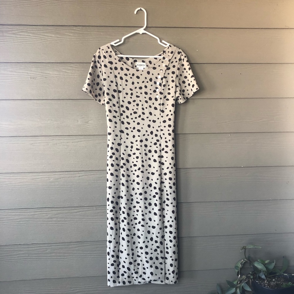 GOOD Spotty Print 100% Silk Dress Size L